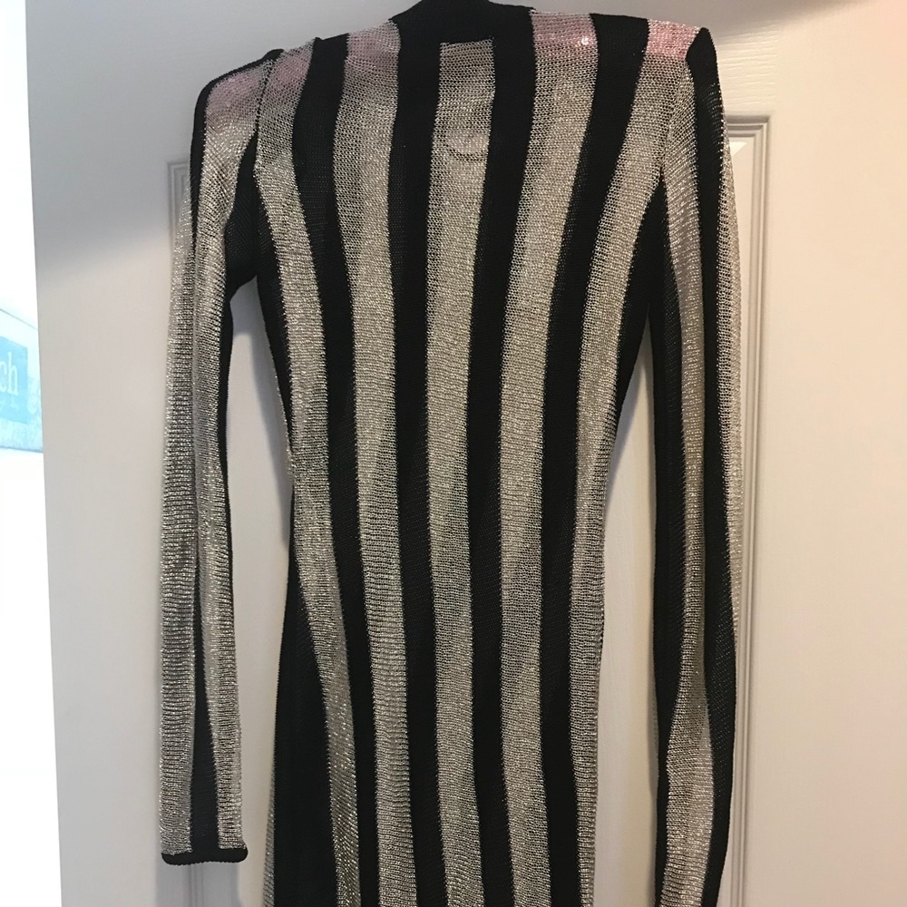 Boohoo gold and black mesh striped dress size S